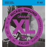 D'addario  D'Addario EXL120 Nickel Wound Electric Guitar Strings, Super Light, 9-42