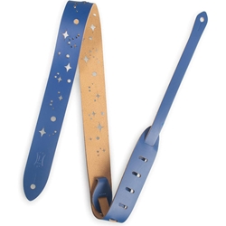 Levys MJ12GSCBLU Levy’s 1 1/2"" Kids Leather Guitar Strap With Galaxy Punch Out Pattern