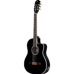 Ortega Family Series Pro RCE145BK Thinline Acoustic-Electric Nylon Guitar Gloss Black